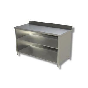 Tavolo 130x70x85 acciaio inox 430 a giorno ripiano alzatina ristorante RS4247