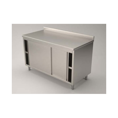 Tavolo 140x100x85 acciaio inox 304 armadiato alzatina ristorante pizzeria RS5768