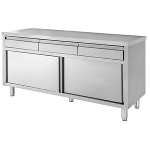 Tavolo 140x60x85 acciaio inox 430 armadiato cassetti ristorante pizzeria RS4459