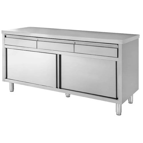 Tavolo 140x60x85 acciaio inox 430 armadiato cassetti ristorante pizzeria RS4459