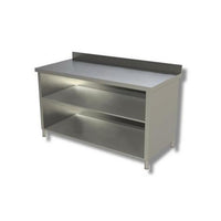 Tavolo 140x70x85 acciaio inox 304 a giorno ripiano alzatina ristorante RS8272