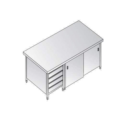 Tavolo 160x100x85 acciaio inox 304 armadiato cassetti ristorante pizzeria RS5898