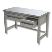 Tavolo 160x70x85 acciaio inox 430 su gambe cassetti ristorante pizzeria RS4058