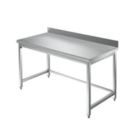 Tavolo 180x60x85 acciaio inox 430 su gambe alzatina ristorante pizzeria RS3931