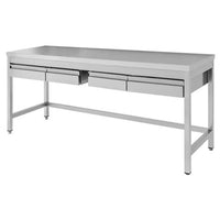 Tavolo 180x60x85 acciaio inox 430 su gambe cassetti ristorante pizzeria RS4052