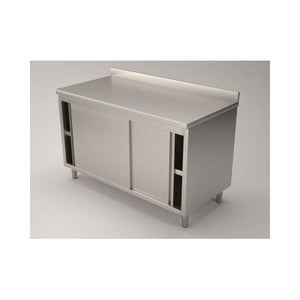 Tavolo 180x80x85 acciaio inox 304 armadiato alzatina ristorante pizzeria RS5704