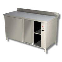 Tavolo 190x70x85 acciaio inox 430 caldo scalda riscalda piatti alzatina ristorante RS4627