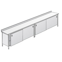 Tavolo 250x90x85 acciaio inox 304 armadiato alzatina ristorante pizzeria RS5743