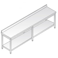 Tavolo 250x90x85 acciaio inox 304 su gambe ripiano alzatina ristorante RS5641