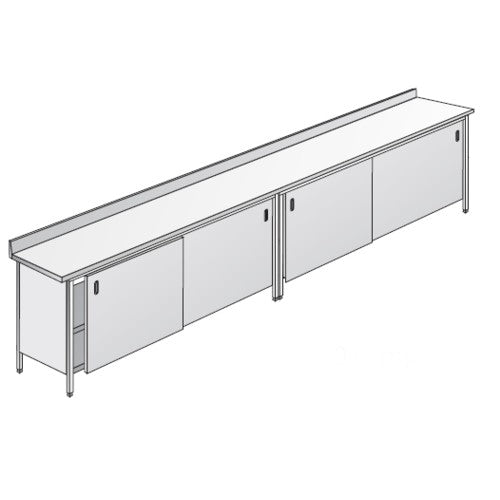 Tavolo 260x80x85 acciaio inox 304 armadiato alzatina ristorante pizzeria RS5710