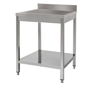 Tavolo 50x70x85 acciaio inox 430 su gambe ripiano alzatina ristorante RS3867