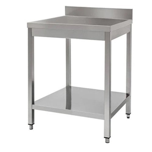 Tavolo 70x70x85 acciaio inox 430 su gambe ripiano alzatina ristorante RS3869