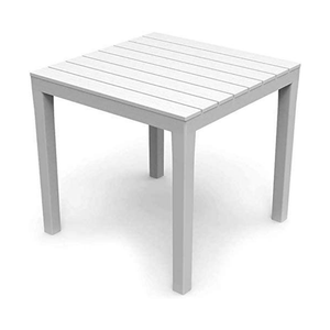 Tavolo quadrato da giardino 78x78x72h cm in plastica effetto legno colore bianco Tomaino