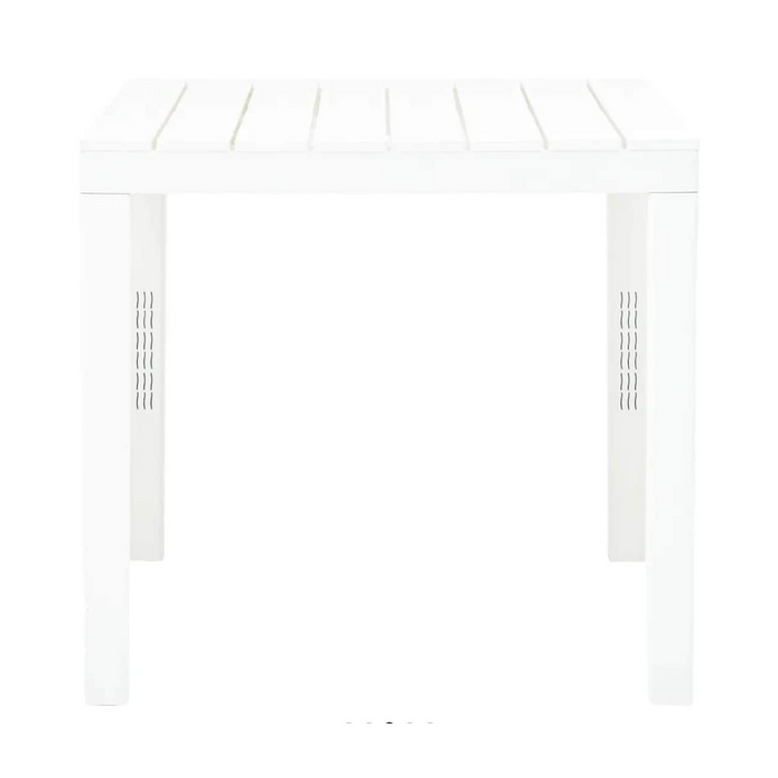 Tavolo quadrato da giardino 78x78x72h cm in plastica effetto legno colore bianco Tomaino