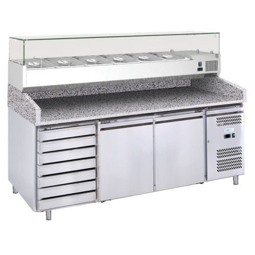 Tavolo frigorifero frigo banco pizzeria vetrina cm 202x80x143 RS9799