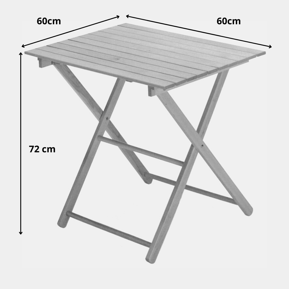 Tavolo pieghevole in legno 60×60cm tavolo per ospiti uso interno ed esterno salvaspazio