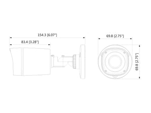 Telecamera Analogica Bullet 720P 1MP Ottica Fissa 3.6mm IP67 DC12V HDCVI Smart IR Carcassa Plastica DAHUA HAC-HFW1000RP