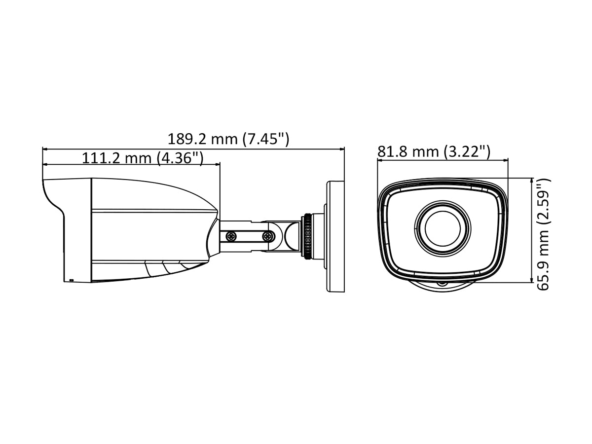 Telecamera Analogica Bullet 720P 1MP Ottica Fisssa 2.8mm IP66 OSD CMOS Sensor EXIR Smart IR TVI AHD CVI CVBS Carcassa Metallo HiWatch HWT-B110-M