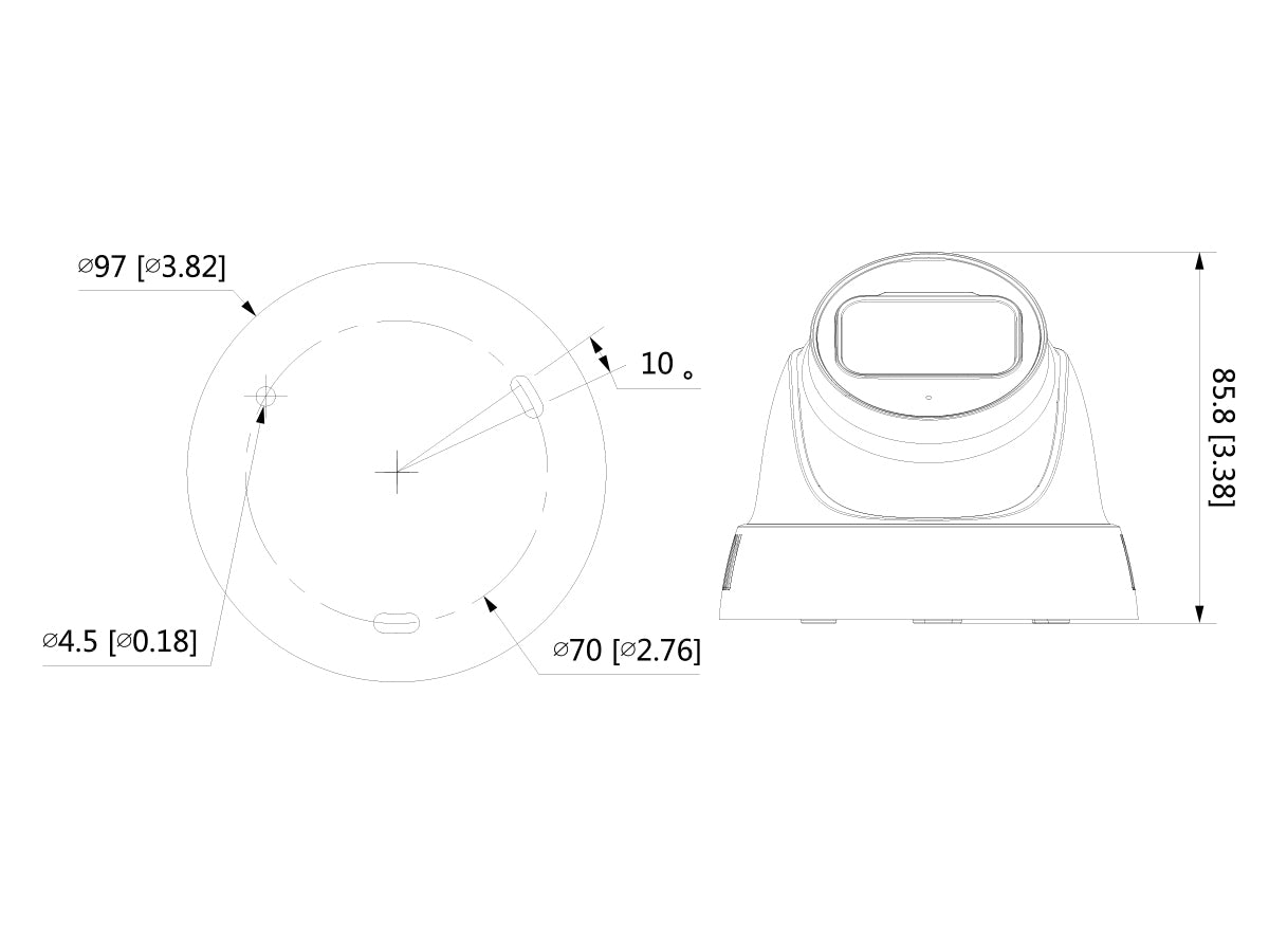 Telecamera Analogica Dome 4K 8MP Ottica Fissa 2.8mm HDCVI IR Eyeball IP67 DC12V DAHUA HAC-HDW1801TL