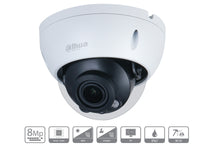 Telecamera IP Dome 4K 8MP Ottica Varifocale 2.7-13.5mm PoE IP67 IK10 Dahua DH-IPC-HDBW2831R-ZS-S2