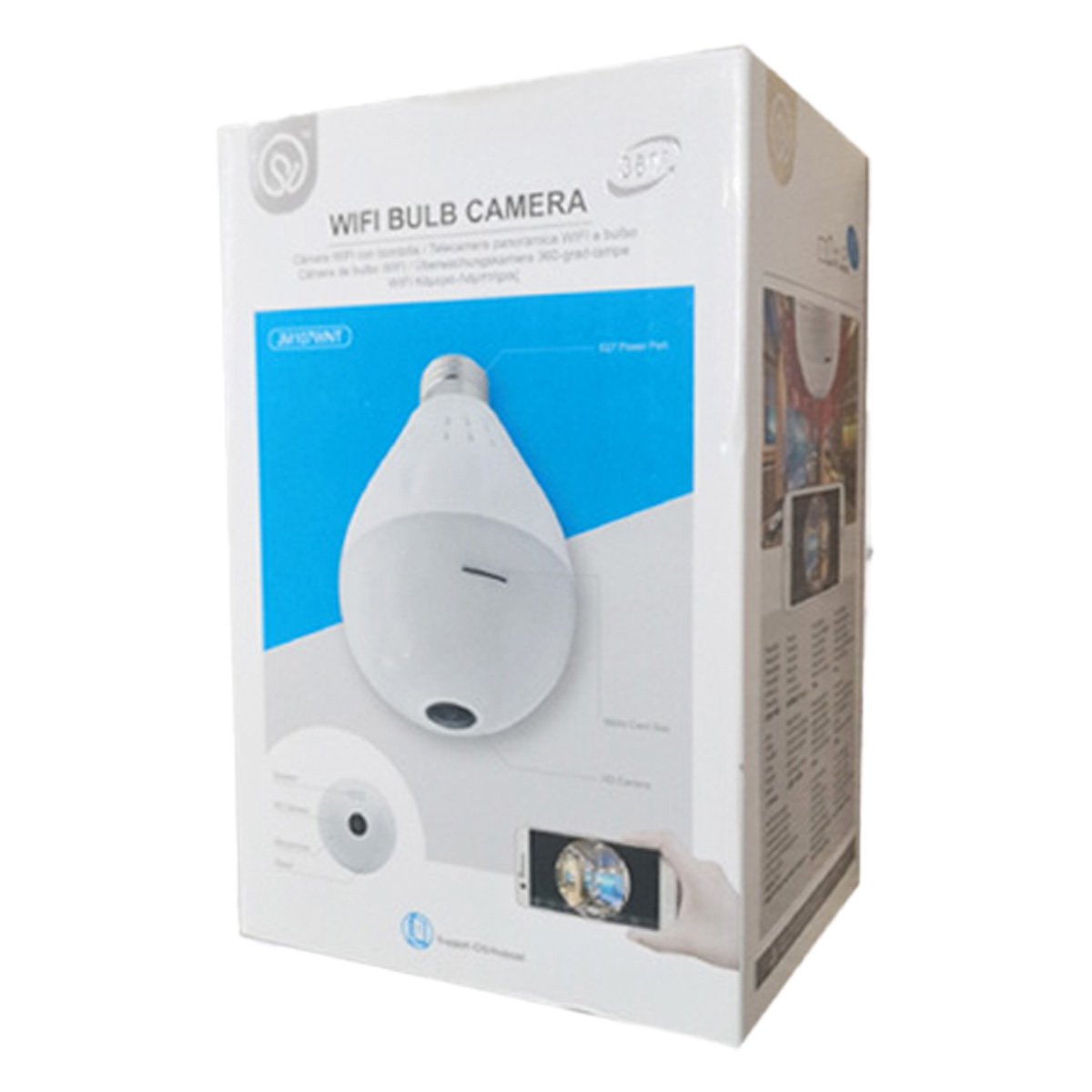 Telecamera Lampadina con Attacco E27 Videocamera 360 Full HD 1080p Sorveglianza di Sicurreza Domestica con Sensore di Movimento