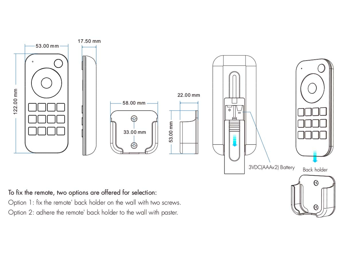 Telecomando RF 2.4GHz Radiocomando Dimmer Con Disco Touch Per 4 Zone Magnetico Compatibile Con Alimentatore Skydance