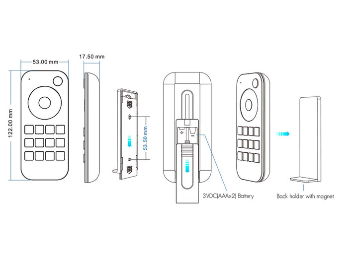 Telecomando RF 2.4GHz Radiocomando RGB Con Disco Touch Per 4 Zone Magnetico Compatibile Con Alimentatore Skydance