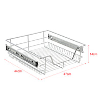 Set di 2 Cassetti Telescopici Cromati 47 x 44 x 14 cm 2x Cestelli a Rete Scorrevoli per Cucina / Guardaroba / Dispensa /