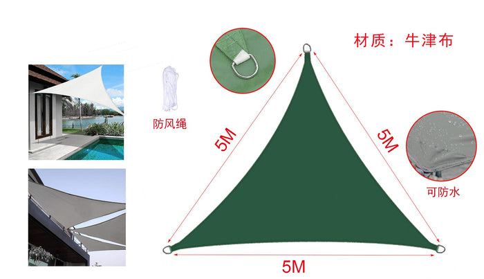 Tenda a Vela Triangolare Colore Verde 5X5X5m Parasole Per Giardino Terrazza