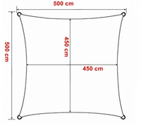 Tenda a vela, telo ombreggiante gazebo, piscina, giardino quadrata 5x5mt