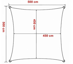 Tenda a vela, telo ombreggiante gazebo, piscina, giardino quadrata 5x5mt