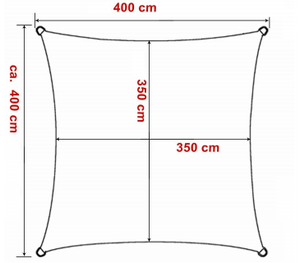 Tenda a vela, telo ombreggiante gazebo, piscina, giardino quadrata 4x4mt