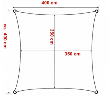 Tenda a vela, telo ombreggiante gazebo, piscina, giardino quadrata 4x4mt