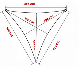 Tenda a vela, telo ombreggiante gazebo, piscina, giardino triangolare 6,2x6,2x6,2 mt