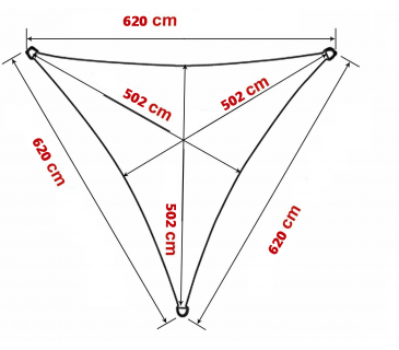 Tenda a vela, telo ombreggiante gazebo, piscina, giardino triangolare 6,2x6,2x6,2 mt