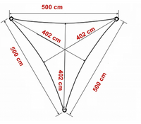 Tenda a vela, telo ombreggiante gazebo, piscina, giardino triangolare 5x5x5mt