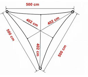 Tenda a vela, telo ombreggiante gazebo, piscina, giardino triangolare 5x5x5mt