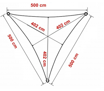 Tenda a vela, telo ombreggiante gazebo, piscina, giardino triangolare 5x5x5mt