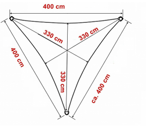 Tenda a vela, telo ombreggiante gazebo, piscina, giardino triangolare 4x4x4mt