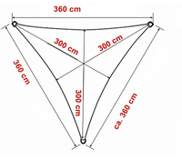 Tenda a vela, telo ombreggiante gazebo, piscina, giardino triangolare 3,6x3,6x3,6 mt