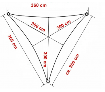 Tenda a vela, telo ombreggiante gazebo, piscina, giardino triangolare 3,6x3,6x3,6 mt