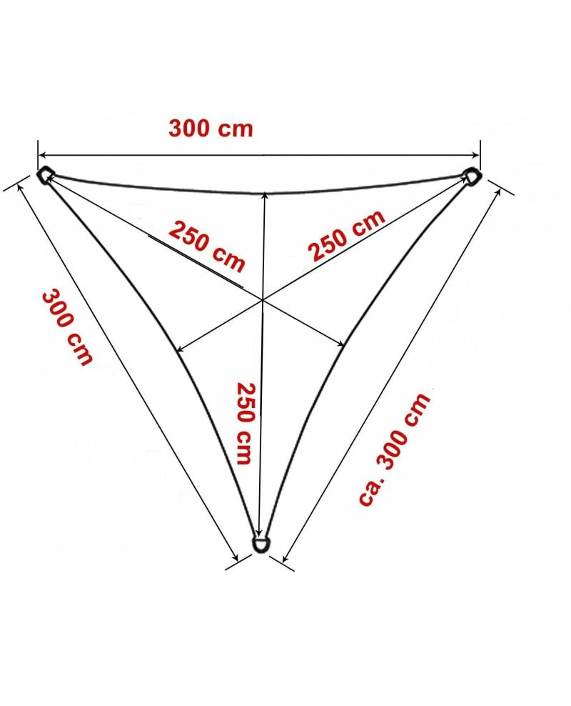 Tenda a vela, telo ombreggiante gazebo, piscina, giardino triangolare 3x3x3mt