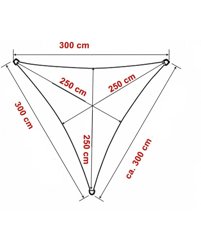 Tenda a vela, telo ombreggiante gazebo, piscina, giardino triangolare 3x3x3mt