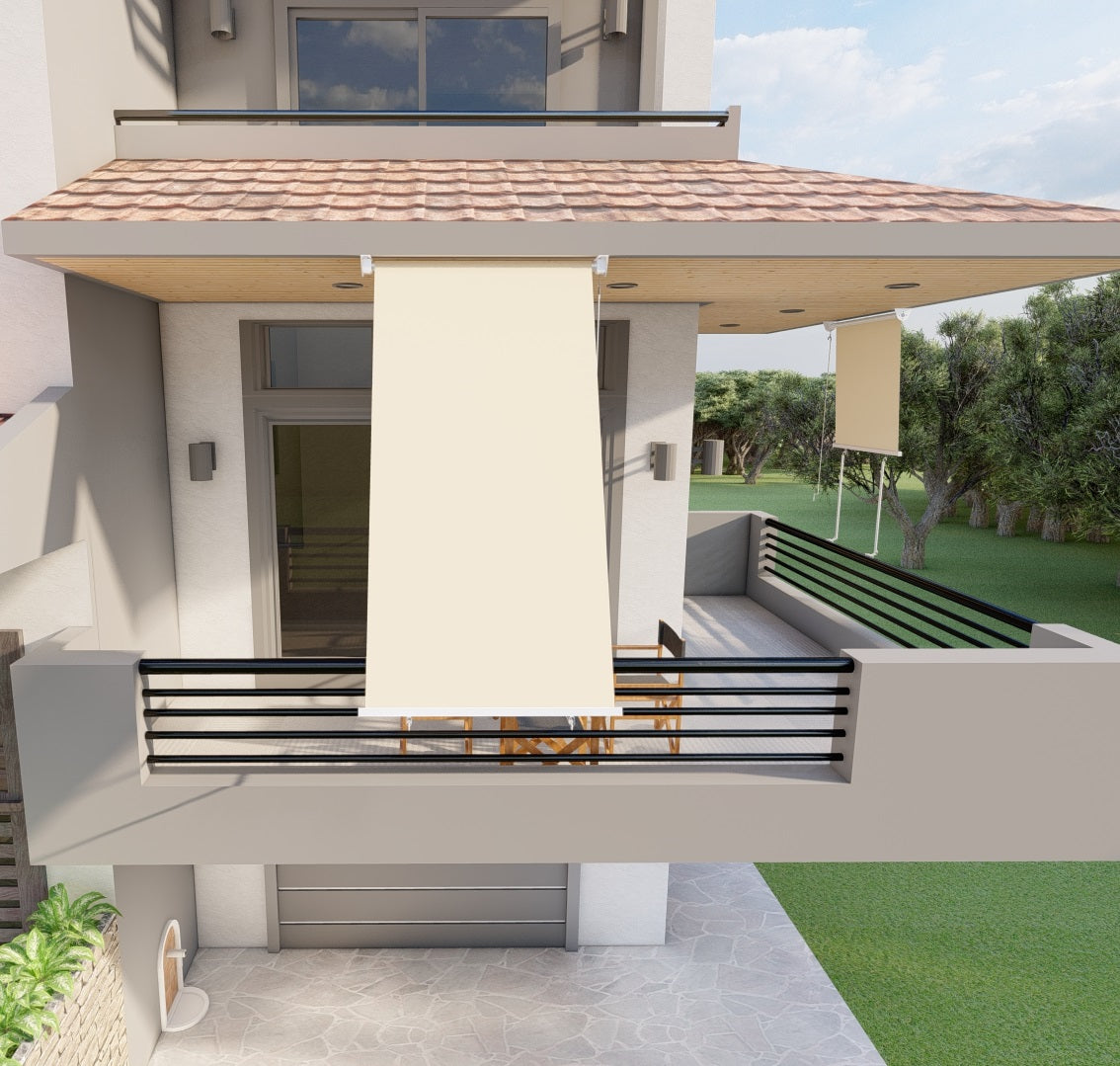 Tenda da sole a caduta con bracci per balcone terrazzo finestra 100cm Beige Golisa