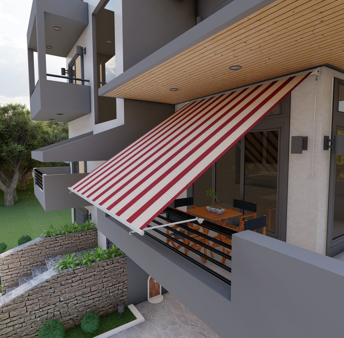 Tenda da sole a caduta con bracci per balcone terrazzo finestra 250cm Beige Bordeaux Golisa