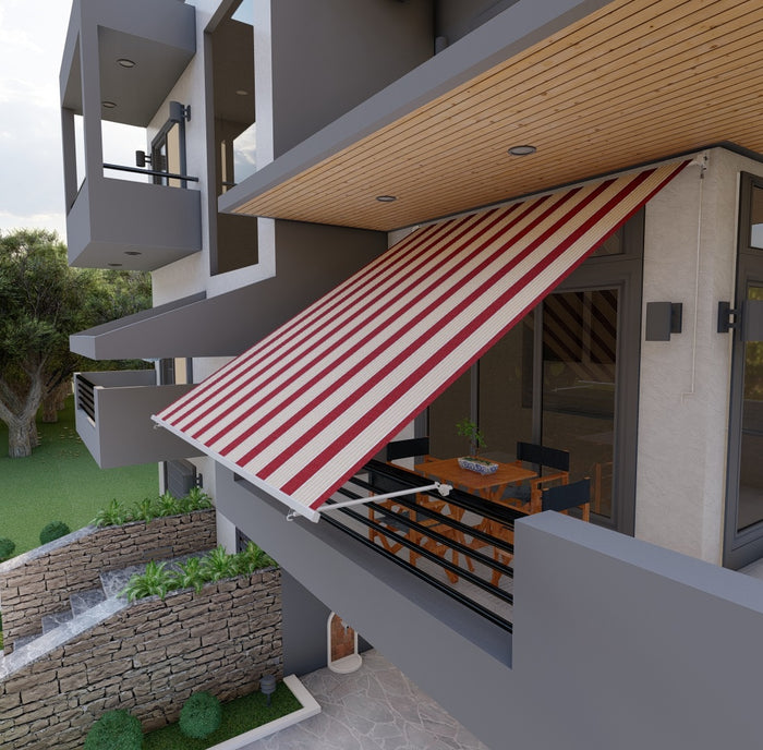 Tenda da sole a caduta con bracci per balcone terrazzo finestra 300cm Beige Bordeaux Golisa