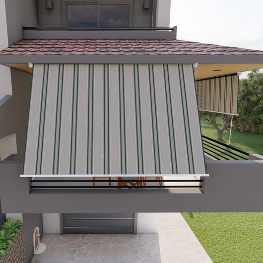 Tenda da sole a caduta con bracci per balcone terrazzo finestra 300cm Grigio Verde Golisa