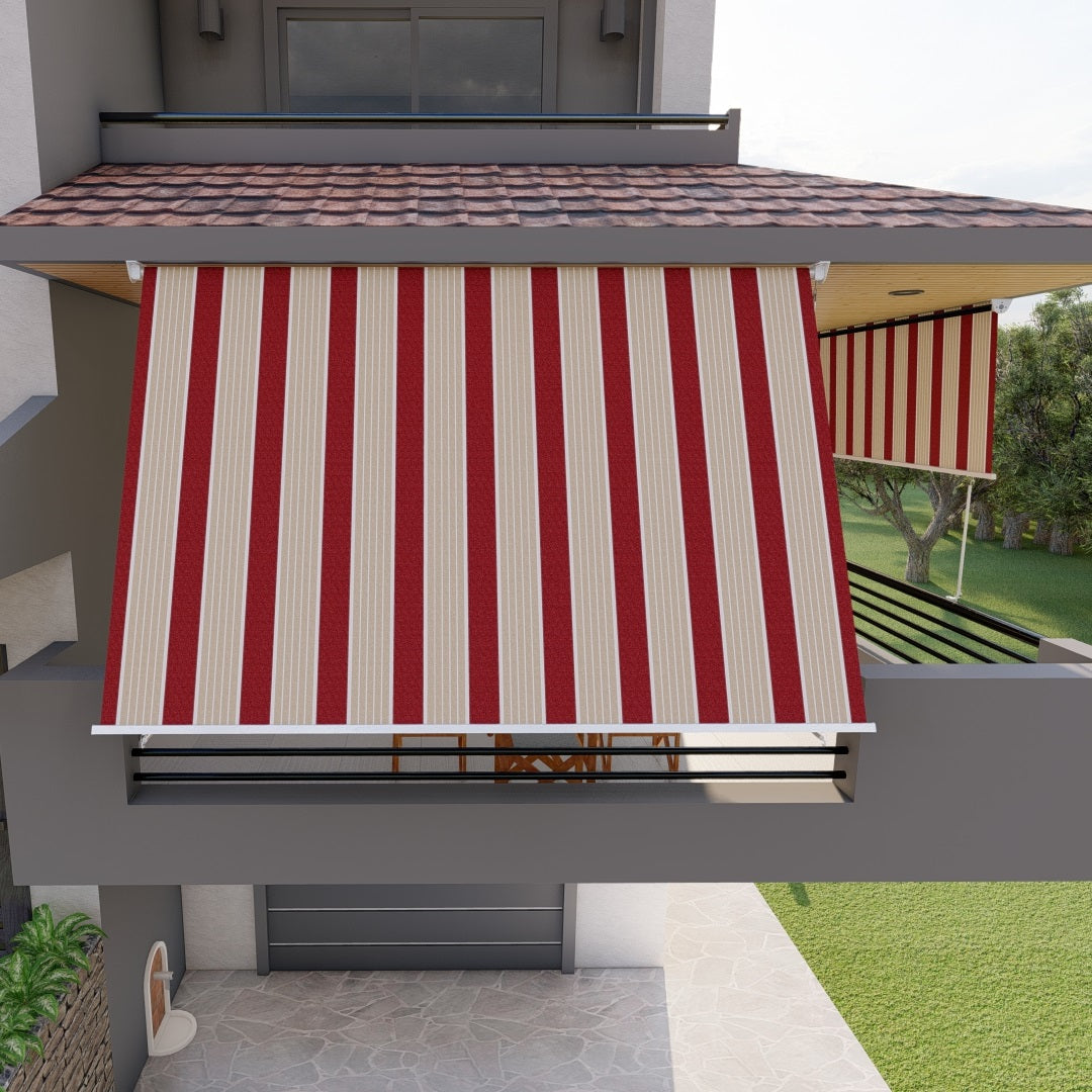 Tenda da sole a caduta con bracci per balcone terrazzo finestra 300cm Beige Bordeaux Golisa