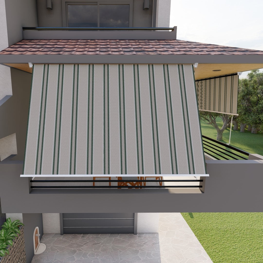 Tenda da sole a caduta con bracci per balcone terrazzo finestra 250cm Grigio Verde Golisa