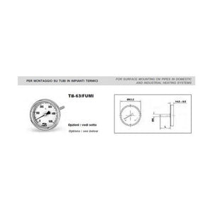 Termometro forno canna fumaria 500 gradi gambo 100 mm fumi TB-63